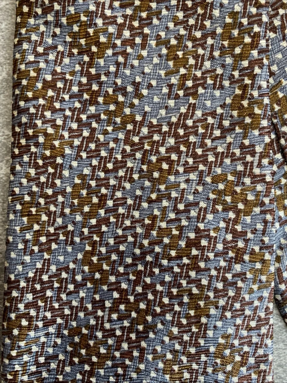 Rubinacci Napoli Brown and Light Blue Woven Pattern Tie